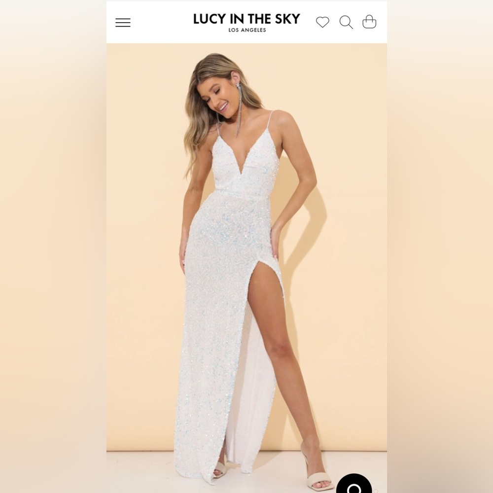 Lucy in the Sky Whitney Velvet Sequin Maxi Dress in White Iridescent